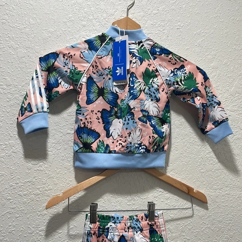 Adidas multi color her studio London sweatsuit girls set size 12 months NWT